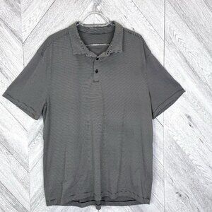 Lululemon Golf Polo Shirt Mens Size XL Gray Black Striped Short Sleeve Top